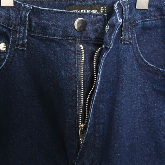 PrettyLittleThing Jeans Womens 6 Indigo Blue Flare Stretch Denim 70s Festival - Picture 7 of 12